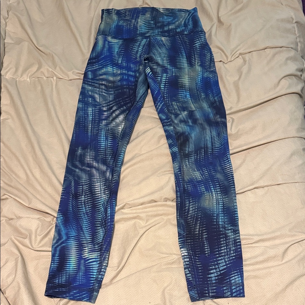 Lululemon Wunder Train Blue Patterned Leggings